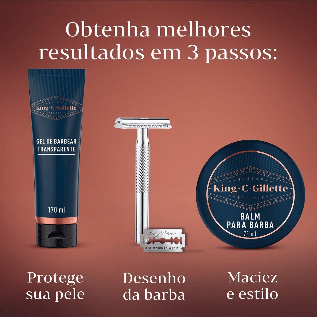 Gel de Barbear Transparente King C. Gillette 170ml - Shopmano