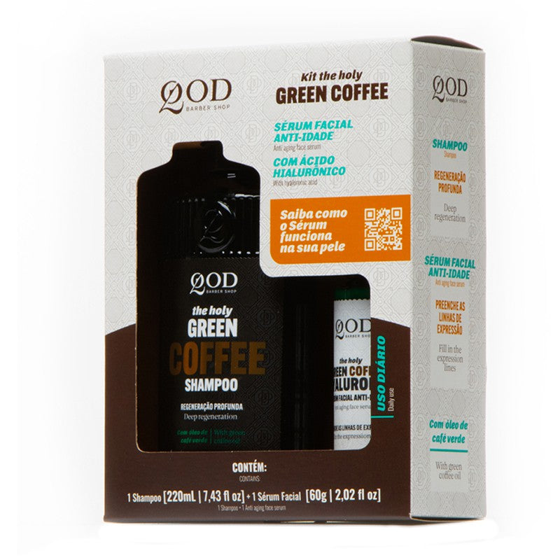 Kit Café Verde Shampoo + Sérum Anti-Idade QOD Barber Shop - Shopmano