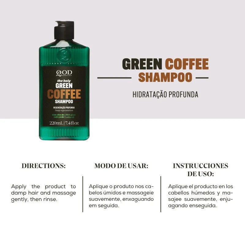Kit Café Verde Shampoo + Sérum Anti-Idade QOD Barber Shop - Shopmano