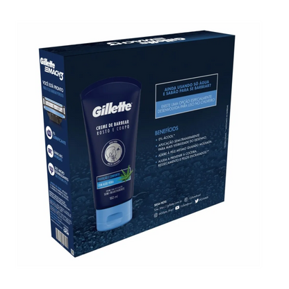 Kit Carga Gillette Mach3 + Creme de Barbear Rosto e Corpo 150ml - Shopmano