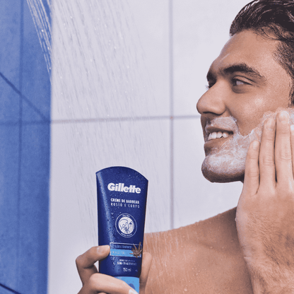 Kit Carga Gillette Mach3 + Creme de Barbear Rosto e Corpo 150ml - Shopmano