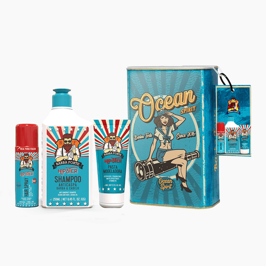 Kit Shampoo Pasta Modeladora Hair Spray Hispter Barba Forte - Shopmano