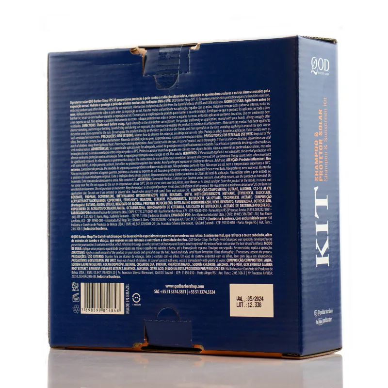 Kit Shampoo + Protetor Solar Fps30 QOD Barber Shop - Shopmano