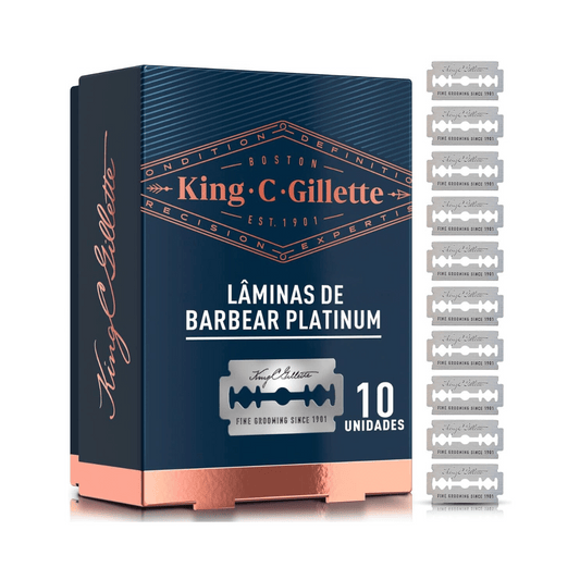 Lâminas Para Barbeador King C. Gillette Platinum Duplo Fio 10 Un - Shopmano
