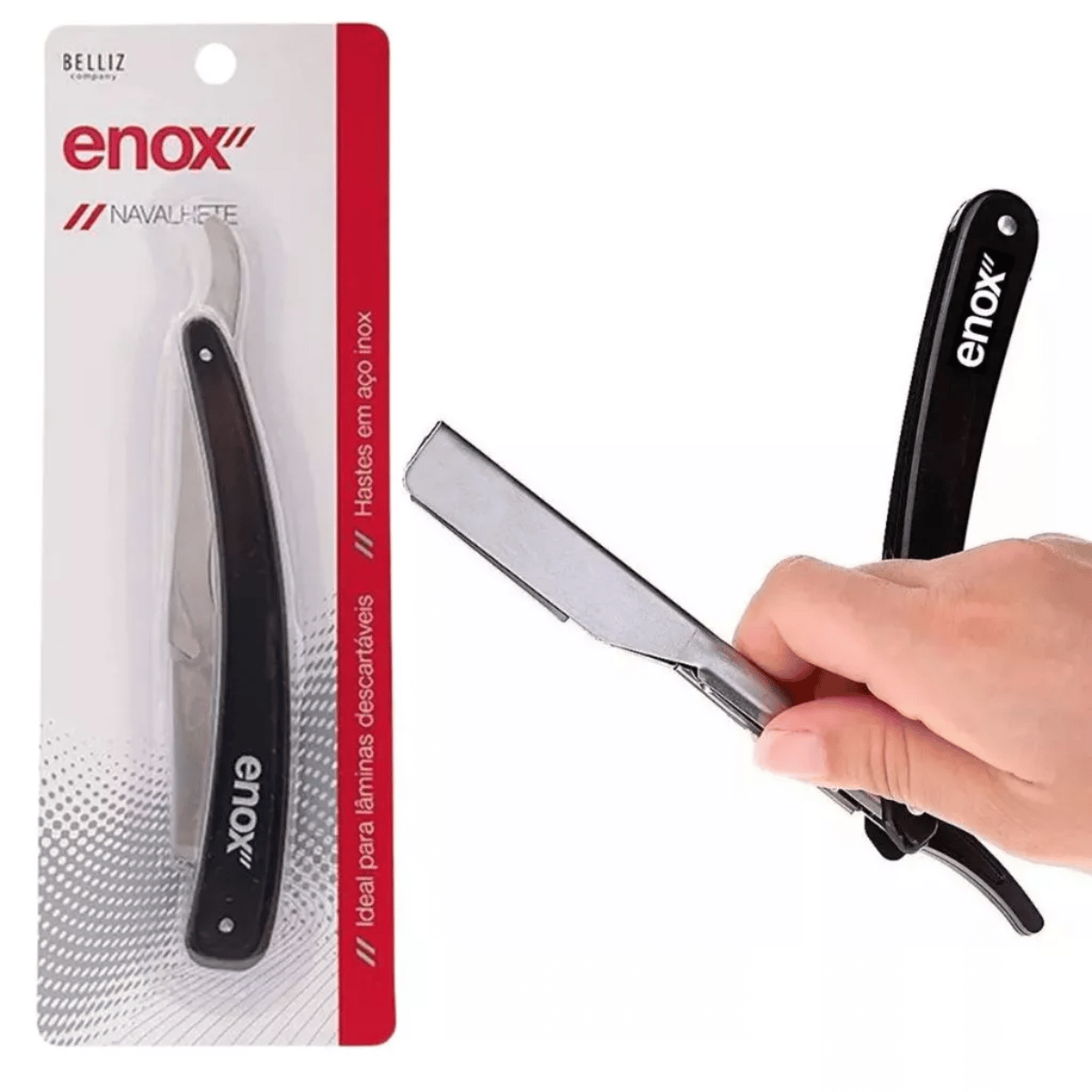 Navalhete para Barbear Aço Inoxidável Enox 748 - Shopmano