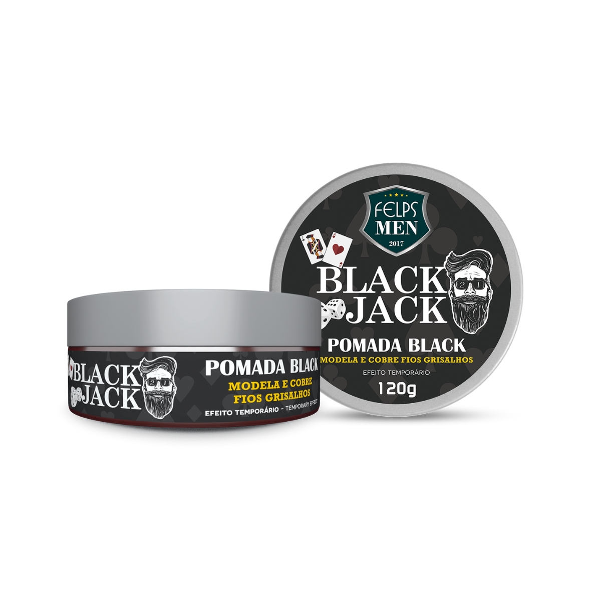 Pomada Cabelos Grisalhos Black Jack Felps Men 120g - Shopmano
