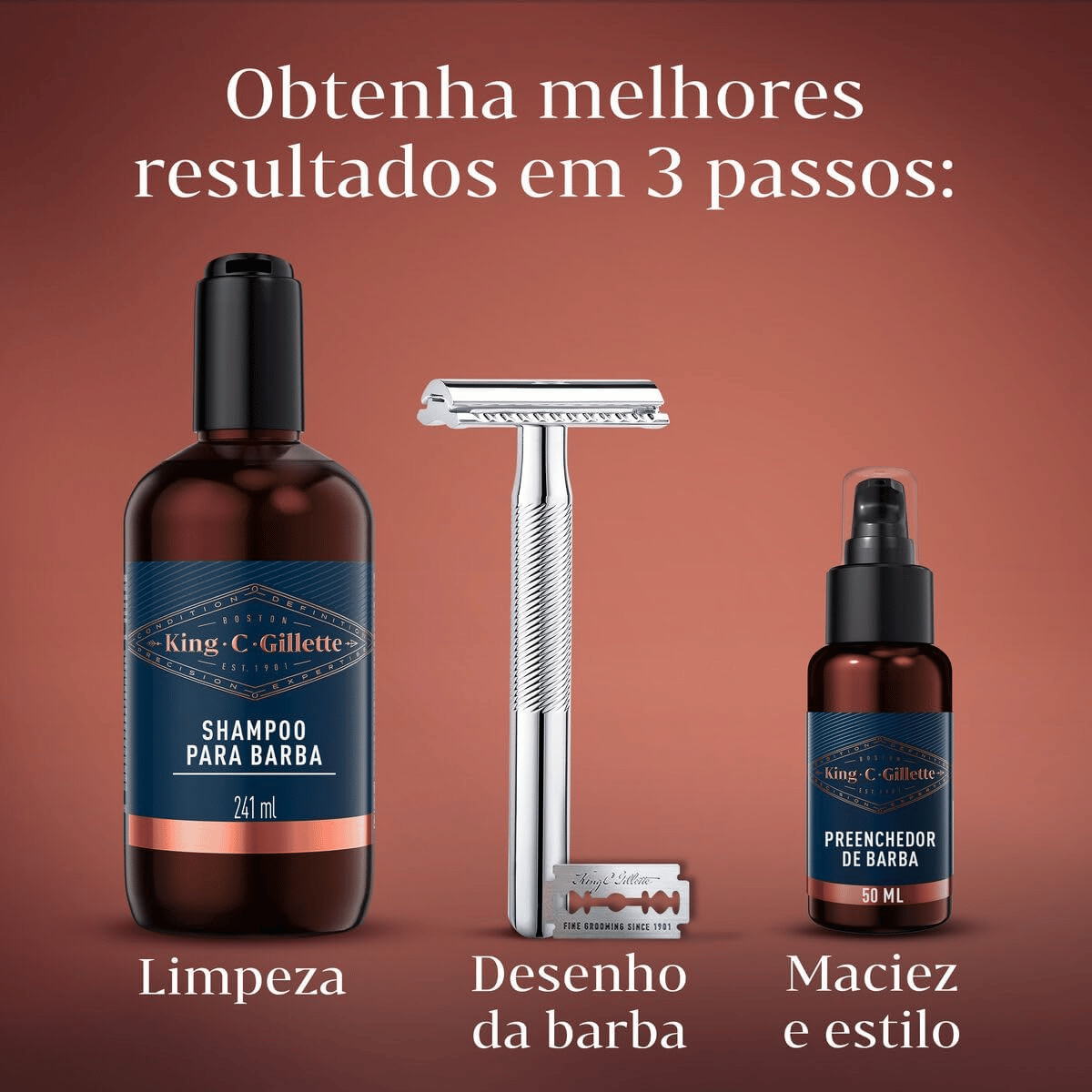 Sérum Preenchedor de Barba King C. Gillette 50ml - Shopmano