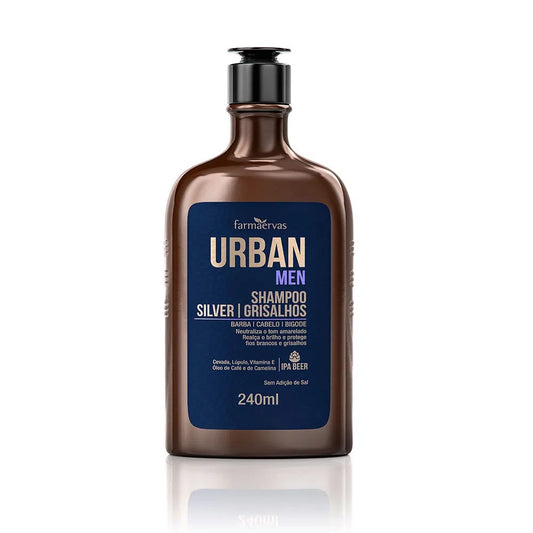 Shampoo Barba Cabelo Bigode Silver Grisalhos Urban Men 240ml - Shopmano