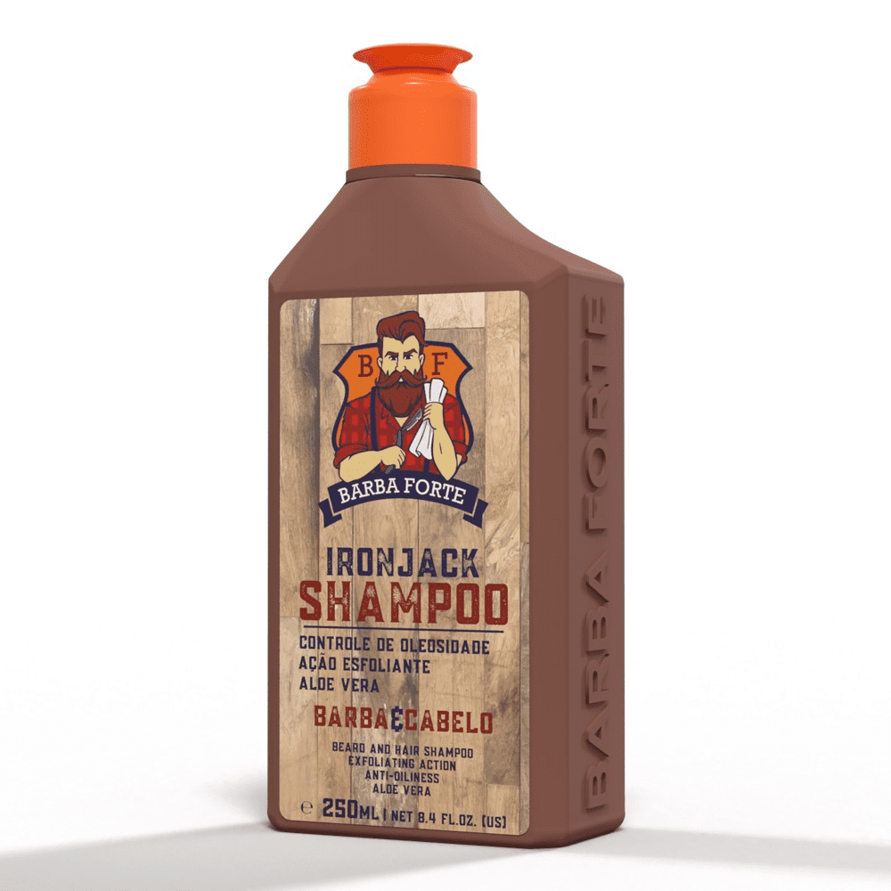 Shampoo Cabelo e Barba Oleosos IronJack Barba Forte 250ml - Shopmano