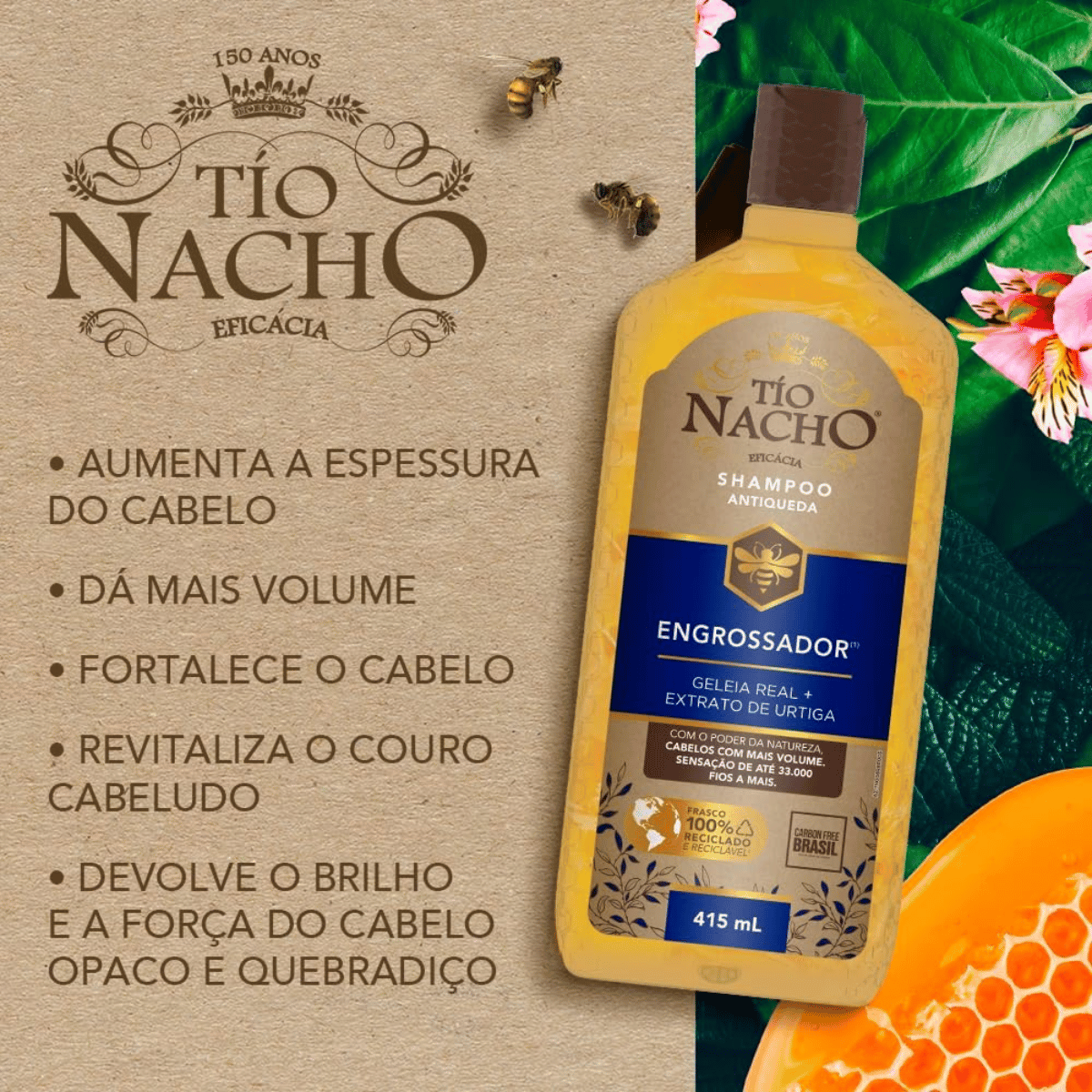 Shampoo Engrossador Antiqueda Tio Nacho 415ml - Shopmano