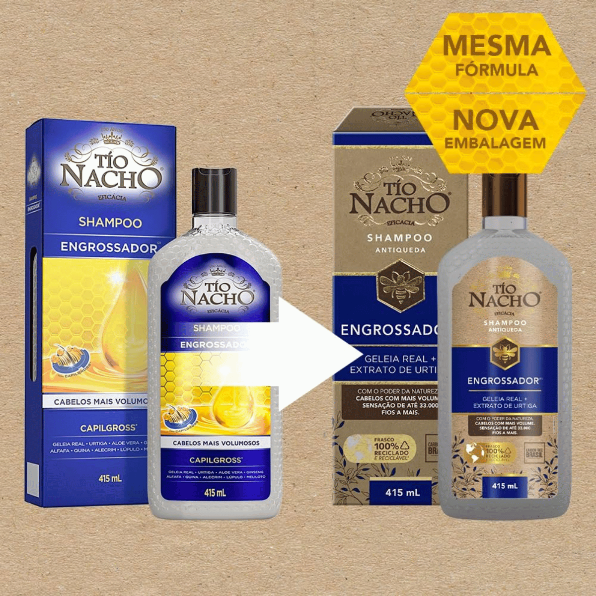 Shampoo Engrossador Antiqueda Tio Nacho 415ml - Shopmano
