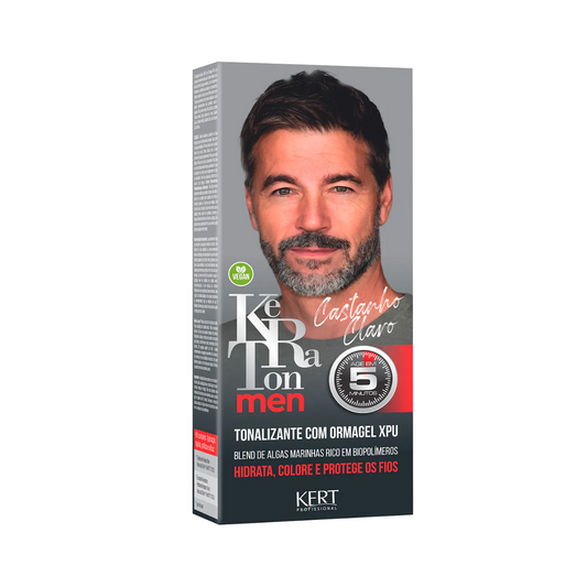 Tonalizante Cabelo e Barba Castanho Claro Keraton Men 30ml - Shopmano