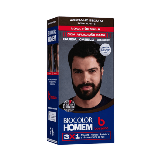 Tonalizante Cabelo e Barba Castanho Escuro Biocolor Bozzano - Shopmano