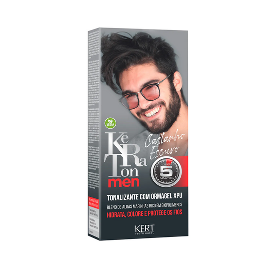 Tonalizante Cabelo e Barba Castanho Escuro Keraton Men 30ml - Shopmano