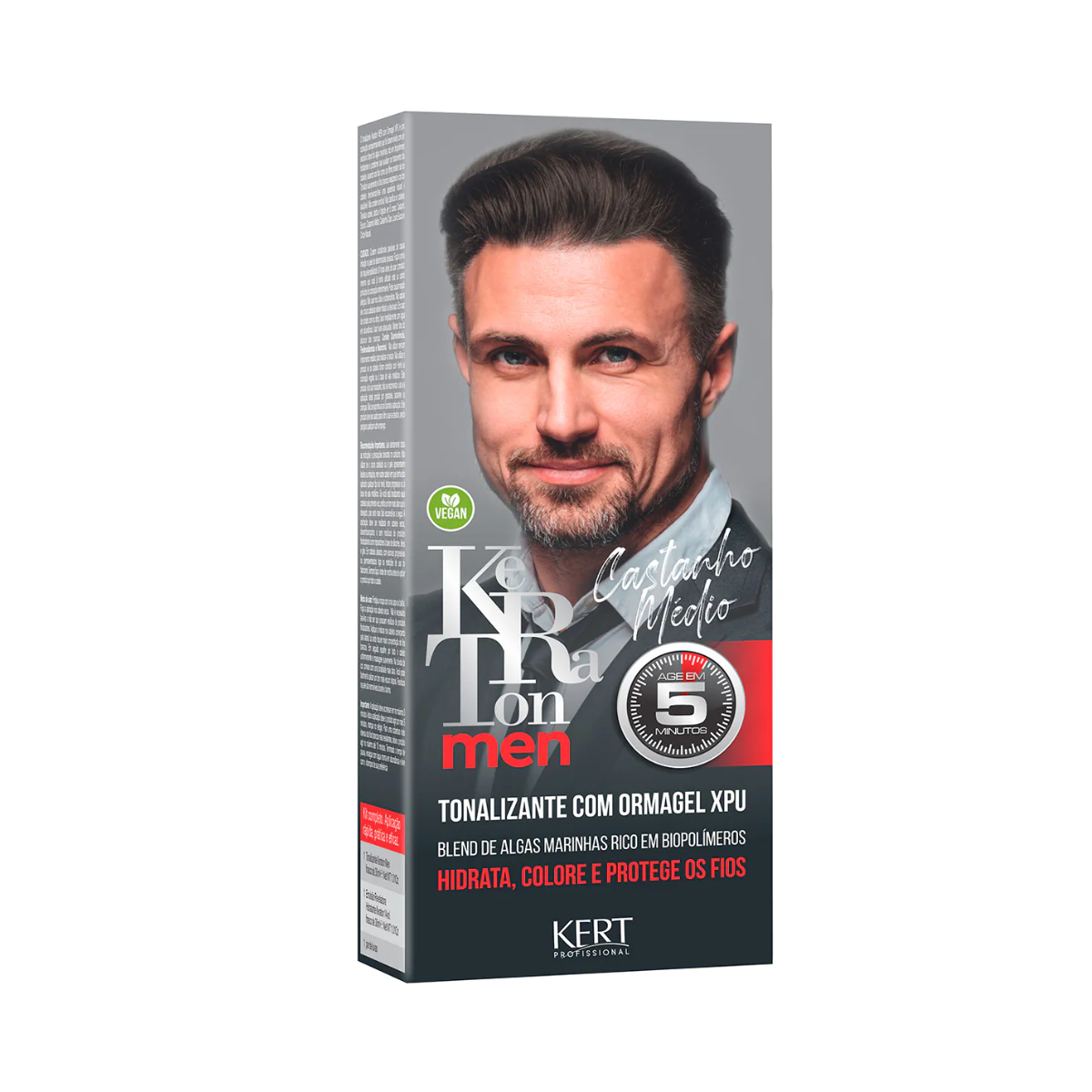 Tonalizante Cabelo e Barba Castanho Médio Keraton Men 30ml - Shopmano