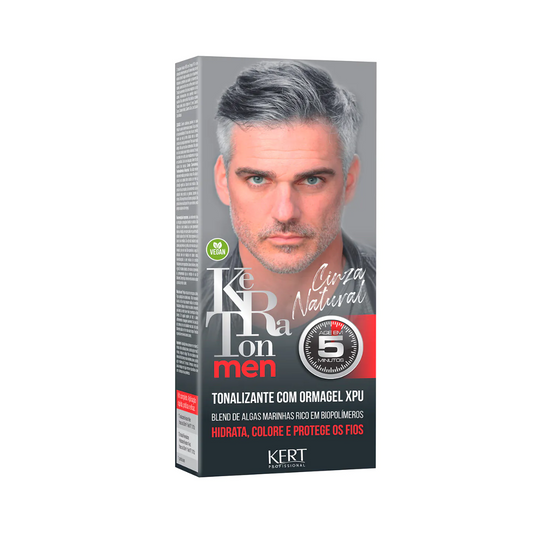 Tonalizante Cabelo e Barba Cinza Natural Keraton Men 30ml - Shopmano
